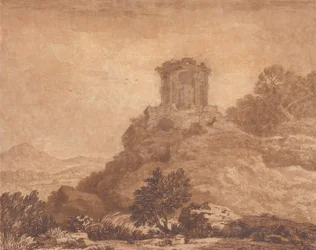 Paysage avec un temple en ruine